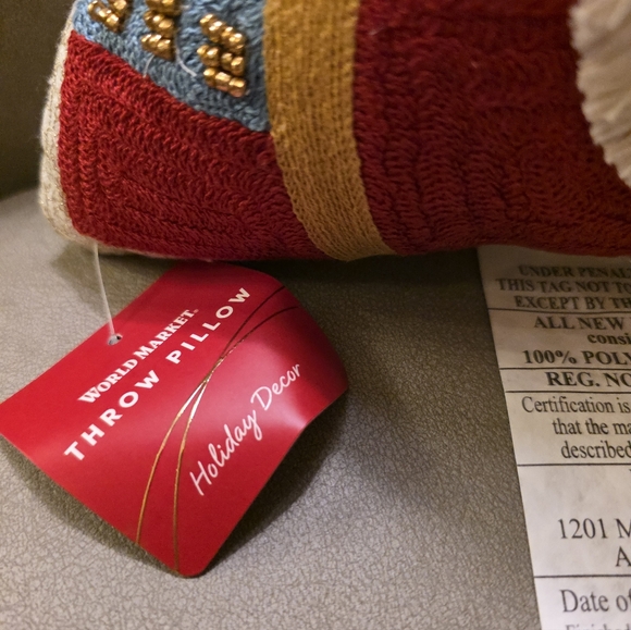 World Market Nutcracker Shaped Throw Pillow Beaded Embroidered Christmas 2025 - Picture 8 of 14